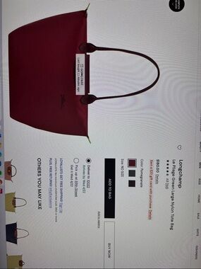 Longchamp Burgundy Nylon Tote with Brown Leather Handles